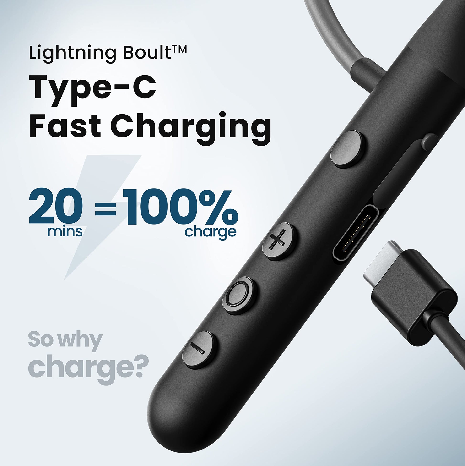 Boult Audio YCharge Wireless in Ear Bluetooth Earphones with 12H Playtime, Type-C Fast Charging (20Min=100% Playtime), Pro+ Calling Mic, Made in India, 12mm Bass Drivers, IPX5 Neckband (Black)