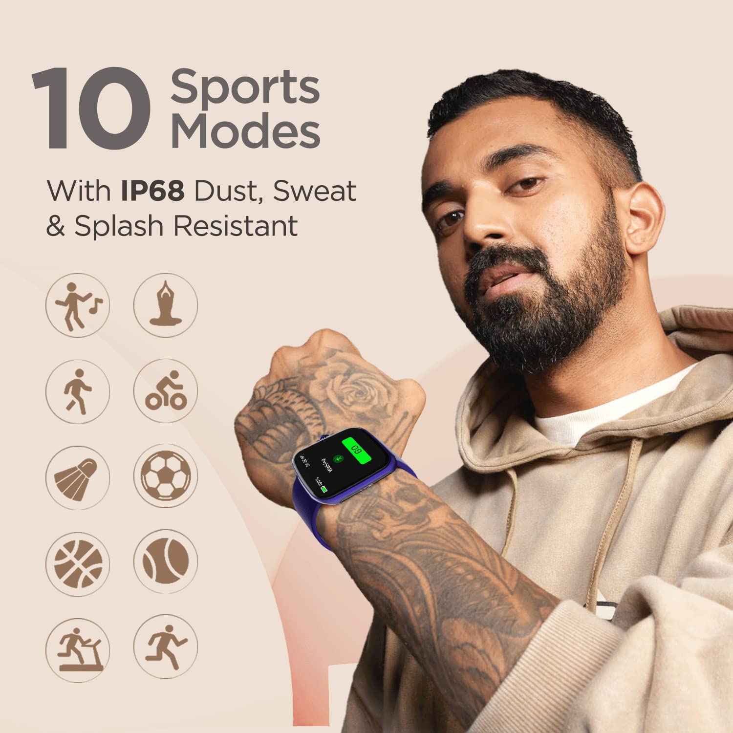 boAt Wave Style Smart Watch with 1.69" Square HD Display, DIY Watch Face Studio, Coins,HR & SpO2 Monitoring,7 Days Battery Life, Crest App Health Ecosystem, Multiple Sports Modes(Deep Blue)