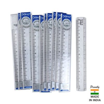 DOMS M Tech 20cm Transparent Broad Scale (Pack of 10)