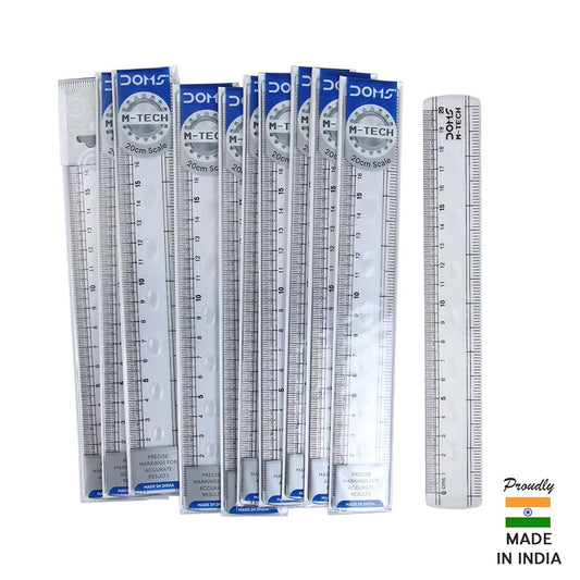 DOMS M Tech 20cm Transparent Broad Scale (Pack of 10)