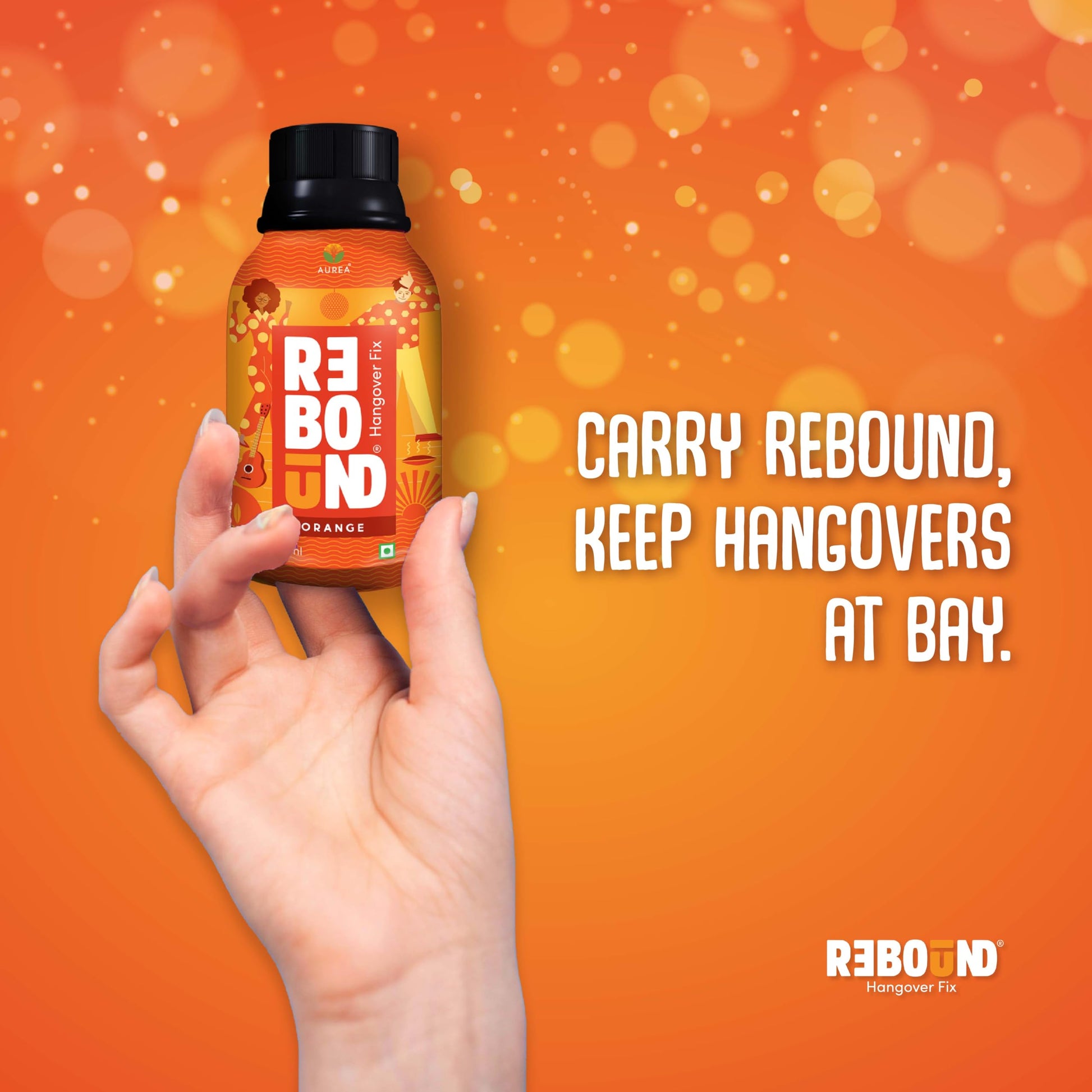 Rebound Orange Flavor Pack Of 6 - Clinically Proven Anti- Hangover Drink | 100% Safe & Vegan | Made With Natural Ingredients | Hangover Free Wake Up Next Day | Pocket Friendly | No Side Effects
