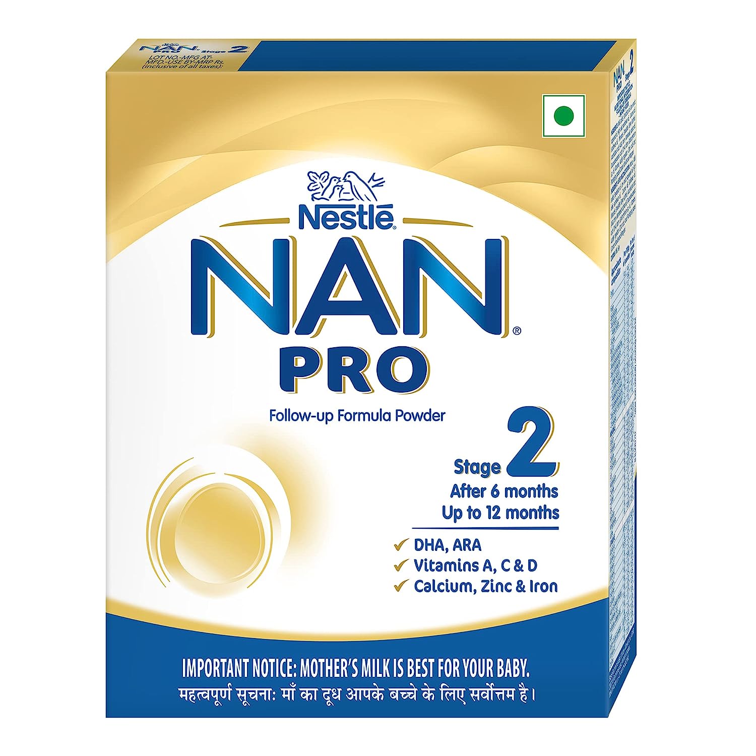 Nestlé NAN PRO 2 Follow-up Formula Powder - After 6 months, Up to 12 months, Stage 2, 400g Bag-In-Box Pack