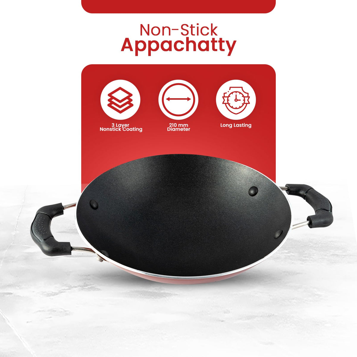 Blueberry's Appam Pan with Lid - High Grade Non Stick Coating Appam Maker/Appam Chatty/Appachatti with 1 Year Warranty