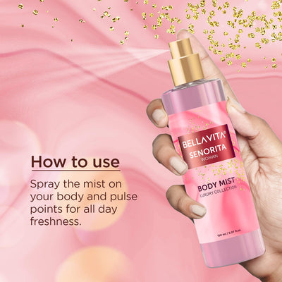 Bella Vita Luxury Date & Senorita Body Spray Mist Perfume Combo With Long Lasting Refreshing Floral & Fruity Fragrance Of Vanilla, Pomegranate & Mint For Women, 150ml Each