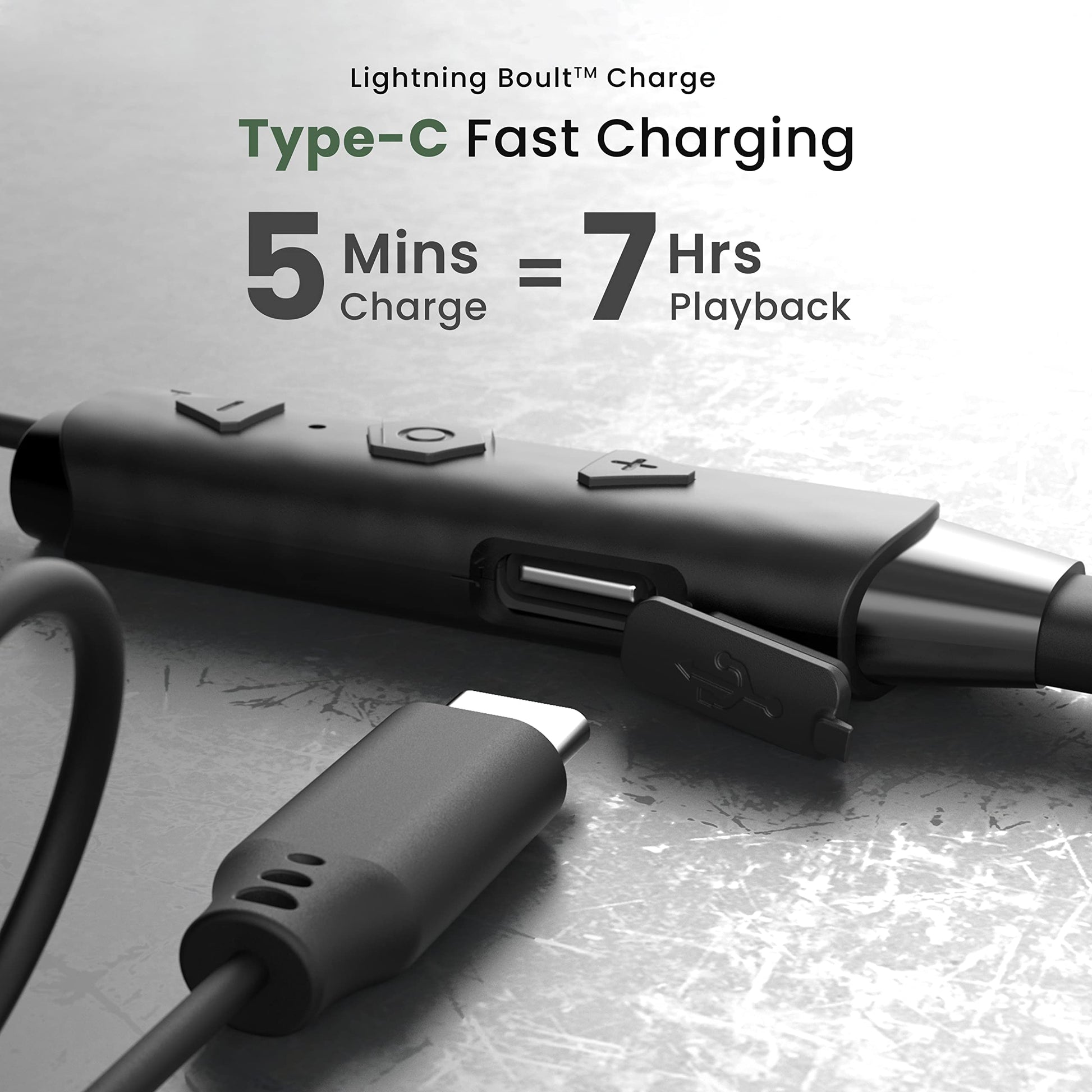 Boult Audio FXCharge Wireless in Ear Bluetooth Neckband with ENC Mic, 32H Playtime, Type-C Fast Charging (5Mins=7.5Hrs Playtime), Dual Pairing, Made in India, Biggest 14.2mm Drivers Ear Phones (Black)