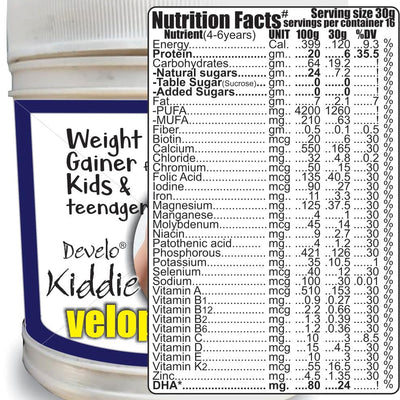 Develo Weight & Height Gainer Protein Powder for Kids, 2-12 years & Teenagers, Boys & Girls - 500g Kesar Badam