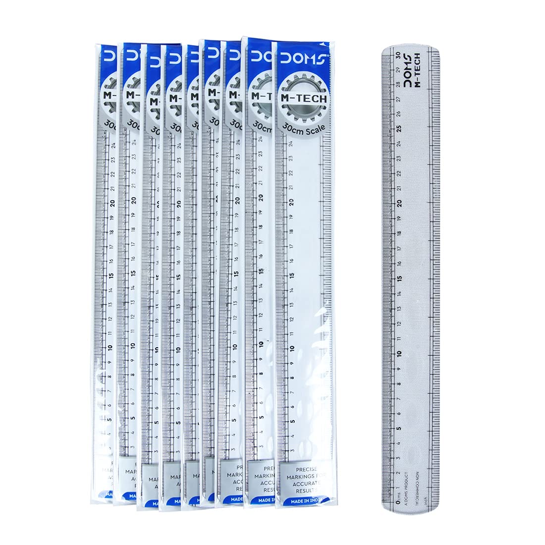 DOMS M Tech 30cm Transparent Scale (Pack of 10)