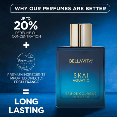 Bella Vita Luxury Men & Women Skai Edc & Glam Edp Liquid Perfume Combo, Pack Of 2 Premium Long Lasting Fragrance Aquatic Scents & , 100 Ml Each