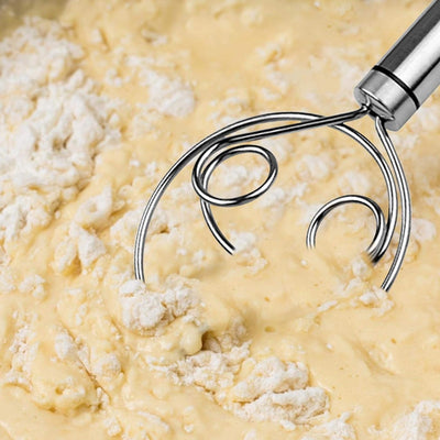 BEYOND BASIC Multifunctional Effortless Stainless Steel Dough Mixer with Hanging Hole Durable Time-Saving Mixing Stick Baking Tools Egg Beater for Home Kitchen Baking Accessories 1 Pcs