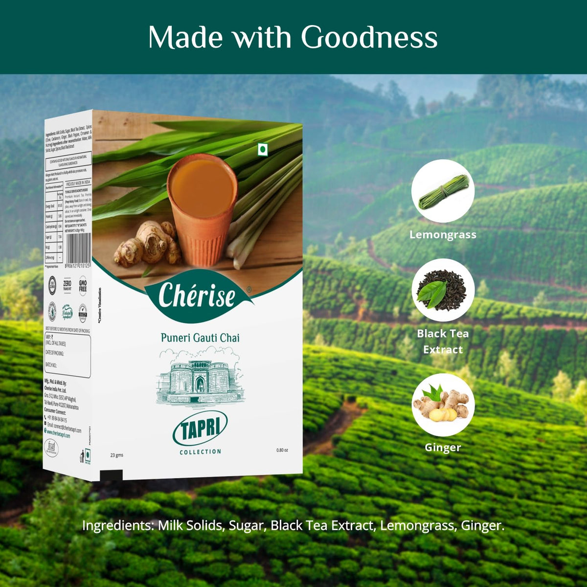 Cherise Tapri Premium Puneri Gauti Chai, Instant Tea Premix (23 g x 7 Sachets)