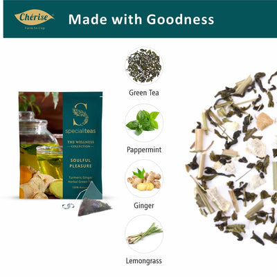 Cherise Specialiteas Tropical Paradise Ginger Mint Herbal Green Tea (2 g x 25 Pyramid Tea Bags)