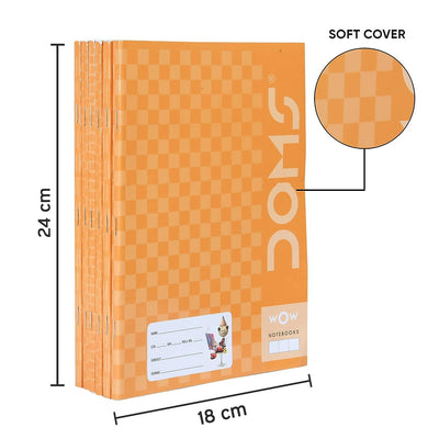 Doms Brown Cover Notebook | Medium Square 12mm | 57GSM | 172 Pages | 18 x 24 cm | Pack of 6