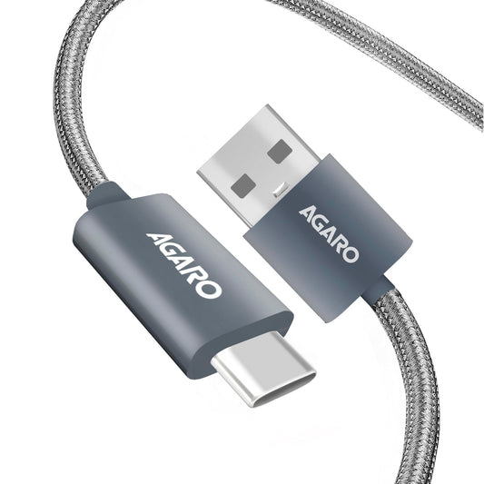 AGARO USB-A to Type C Cable, Unbreakable Braided Cable, 3A Fast Charging, Compatible with All Type C Devices Including Smartphones, Tablets etc, PD Technology, 1 M (3.2Ft), 480 Mbps Data Transmission