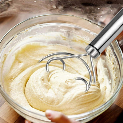 BEYOND BASIC Multifunctional Effortless Stainless Steel Dough Mixer with Hanging Hole Durable Time-Saving Mixing Stick Baking Tools Egg Beater for Home Kitchen Baking Accessories 1 Pcs