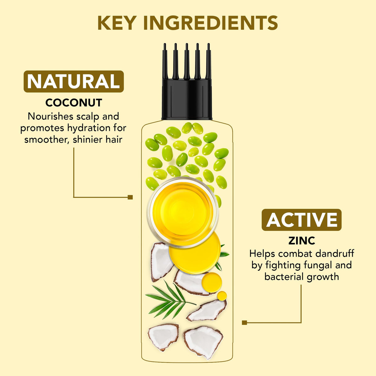 Botanic Hearth Coconut & Zinc Pyrithione hair Oil – 150ml – Soothes Scalp, Controls Dandruff, Nourishes & Hydrates with Coconut Oil & Zinc Pyrithione for Healthy Hair