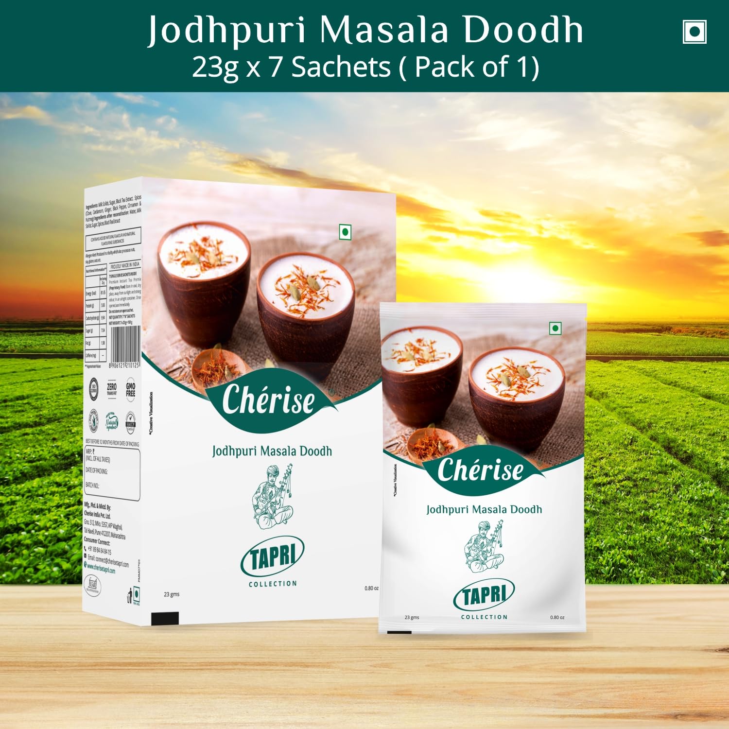 Cherise Tapri Premium Jodhpuri Masala Doodh, Instant Milk Premix (23 g x 7 Sachets)