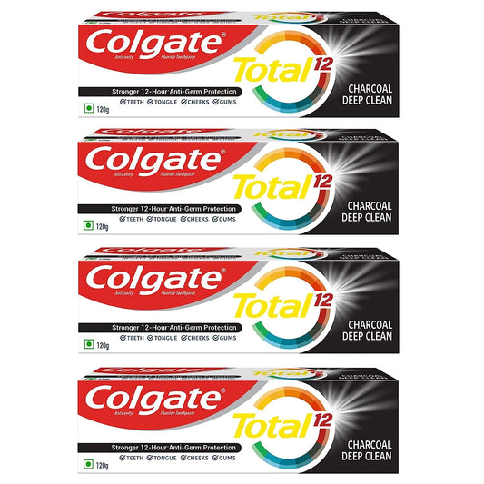 4x Colgate Total Antibacterial Toothpaste,  (Charcoal Deep Clean) - 4x 120gm