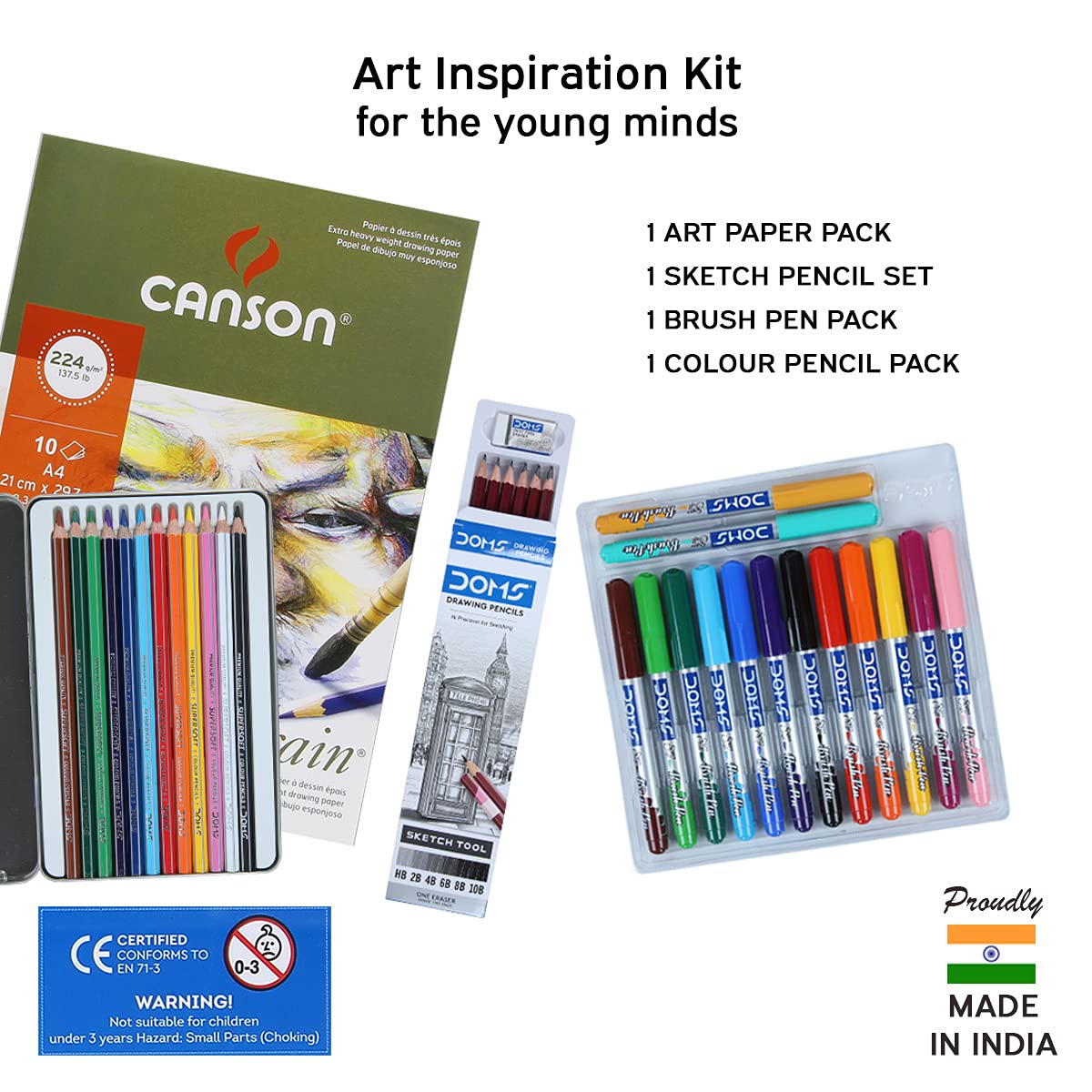DOMS Art Inspiration Series Strokes & Shades Art Kit, Multicolour (Model: DM8413)