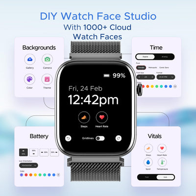 boAt Wave Call 2 Smart Watch with 1.83" HD Display, Advanced BT Calling, DIY Watch Face Studio, Coins, 700+Active Modes, Live Cricket Scores, HR&SPO2 and Sleep Monitoring(Silver Metal)