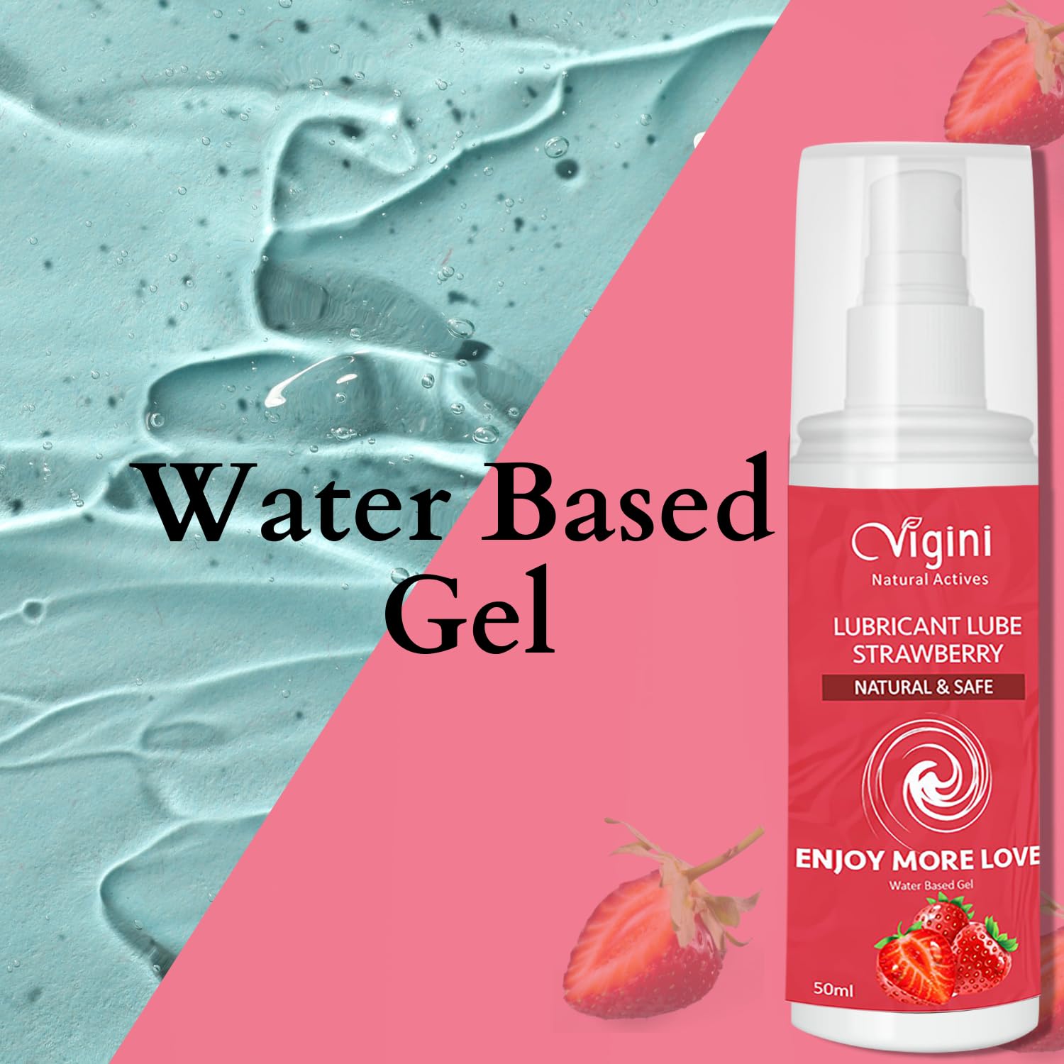 Vigini Vibe - Natural Personal Lubricant for Men and Women - Premium Strawberry Flavour - Water Based Luber - Skin Friendly, Silicone and Paraben Free - No Side Effects - 50 ml