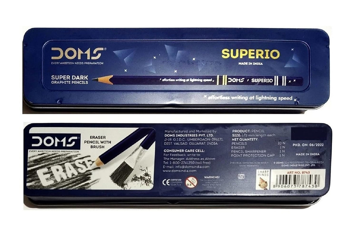 Doms Superio Super Dark Hb/2 Graphite Pencil Tin Box Pack