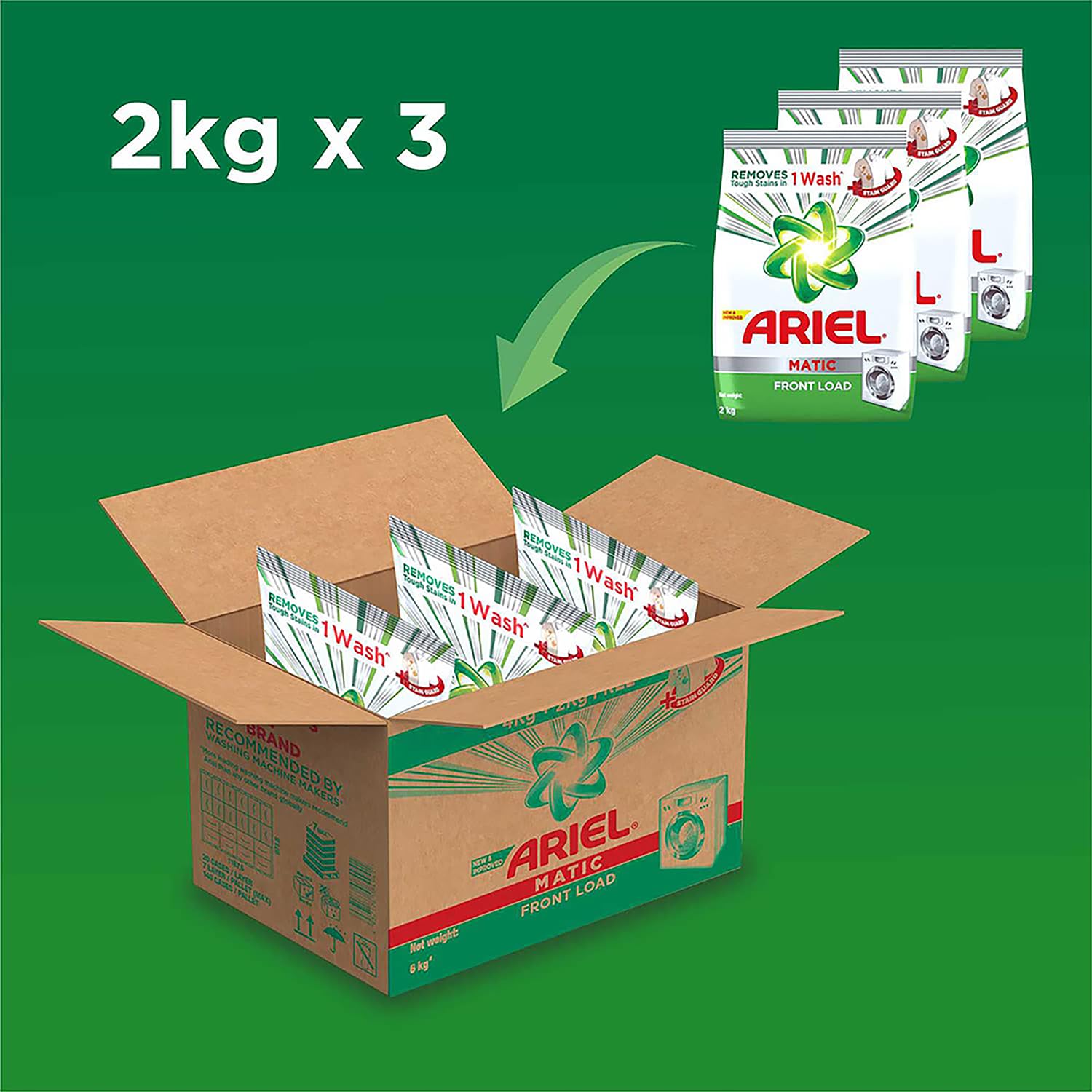 Ariel Matic Front Load Detergent Washing Powder – 4 Kg+2 KG free