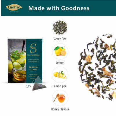 Cherise Specialiteas Oriental Secrets Honey Lemon Herbal Green Tea (2 g x 25 Pyramid Tea Bags)