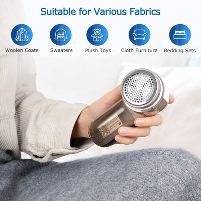 BEAUTURAL Portable Fabric Shaver and Lint Remover, Sweater Defuzzer with 2-Speeds, 2 Replaceable Stainless Steel Blades, Battery Operated, Remove Clothes Fuzz, Lint Balls, Pills, Bobbles