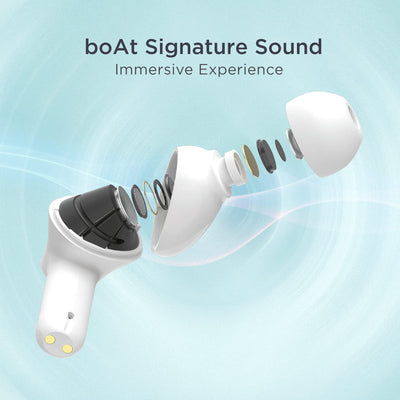 boAt Airdopes 393ANC True Wireless in Ear Earbuds with 32dB Hybrid ANC, Quad Mics with ENx™ Tech, 30 Hours Playback,Beast™ Mode,ASAP™ Charge,Ambient Mode,Bluetooth v5.2 IWP™, IPX5(Ivory White)