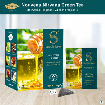 Cherise Specialiteas Nouveau Nirvana Chamomile Honey Herbal Green Tea (2 g x 25 Pyramid Tea Bags)