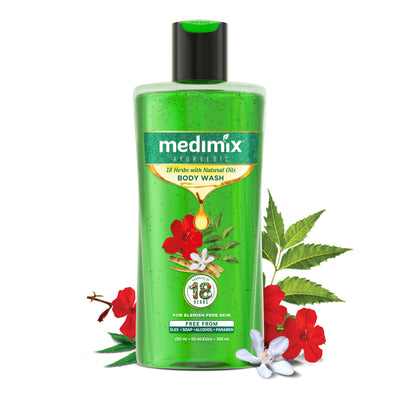 3x Medimix Ayurvedic Bodywash 18 Herbs & Natural Oils | Herbal | Paraben-free & Sulphate-free 300ml each - Pack of 3