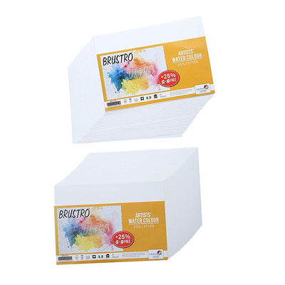 Brustro Artists' Watercolour Paper 200 GSM A5 - 25% cotton Cold Pressed 2 Packets (Each Packet Contains 24 + 6 Sheets Free)