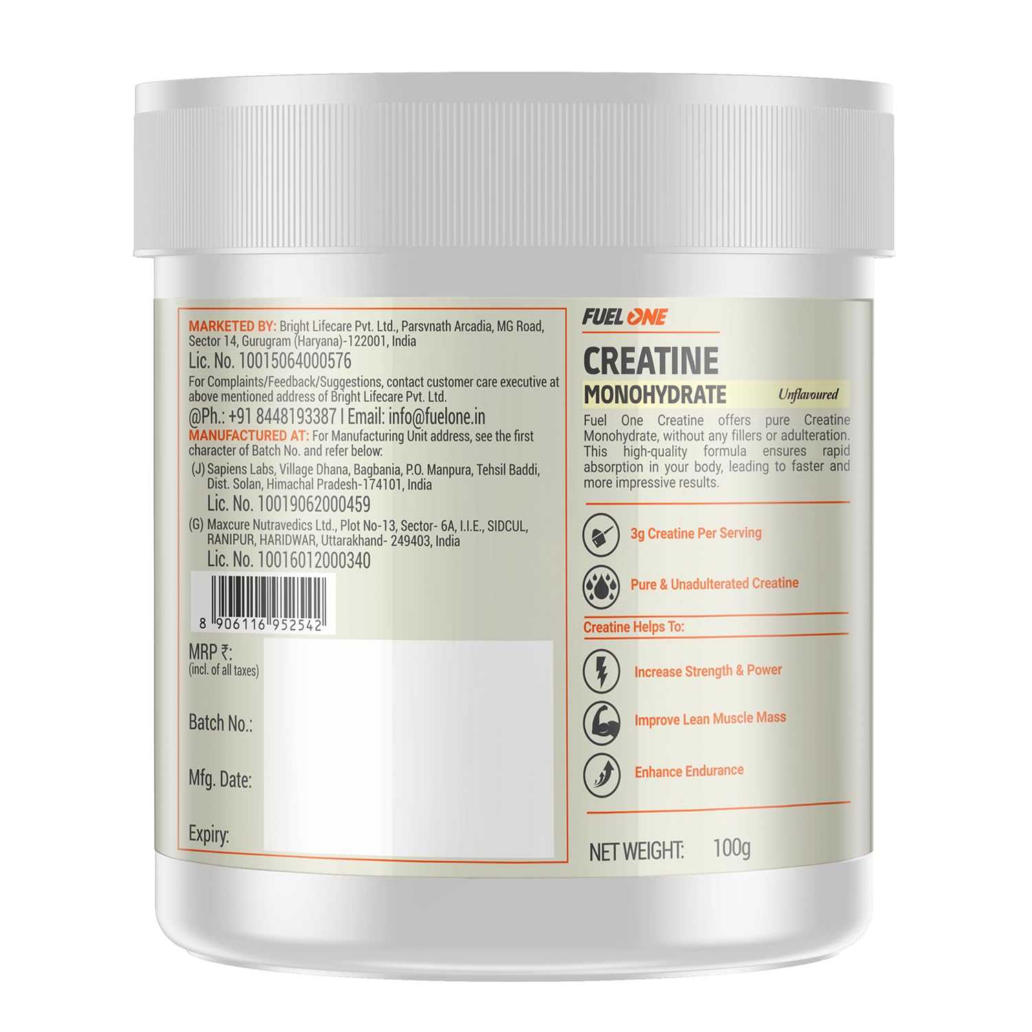 FUELONE Whey Max - Chocolate and Creatine Monohydrate Combo