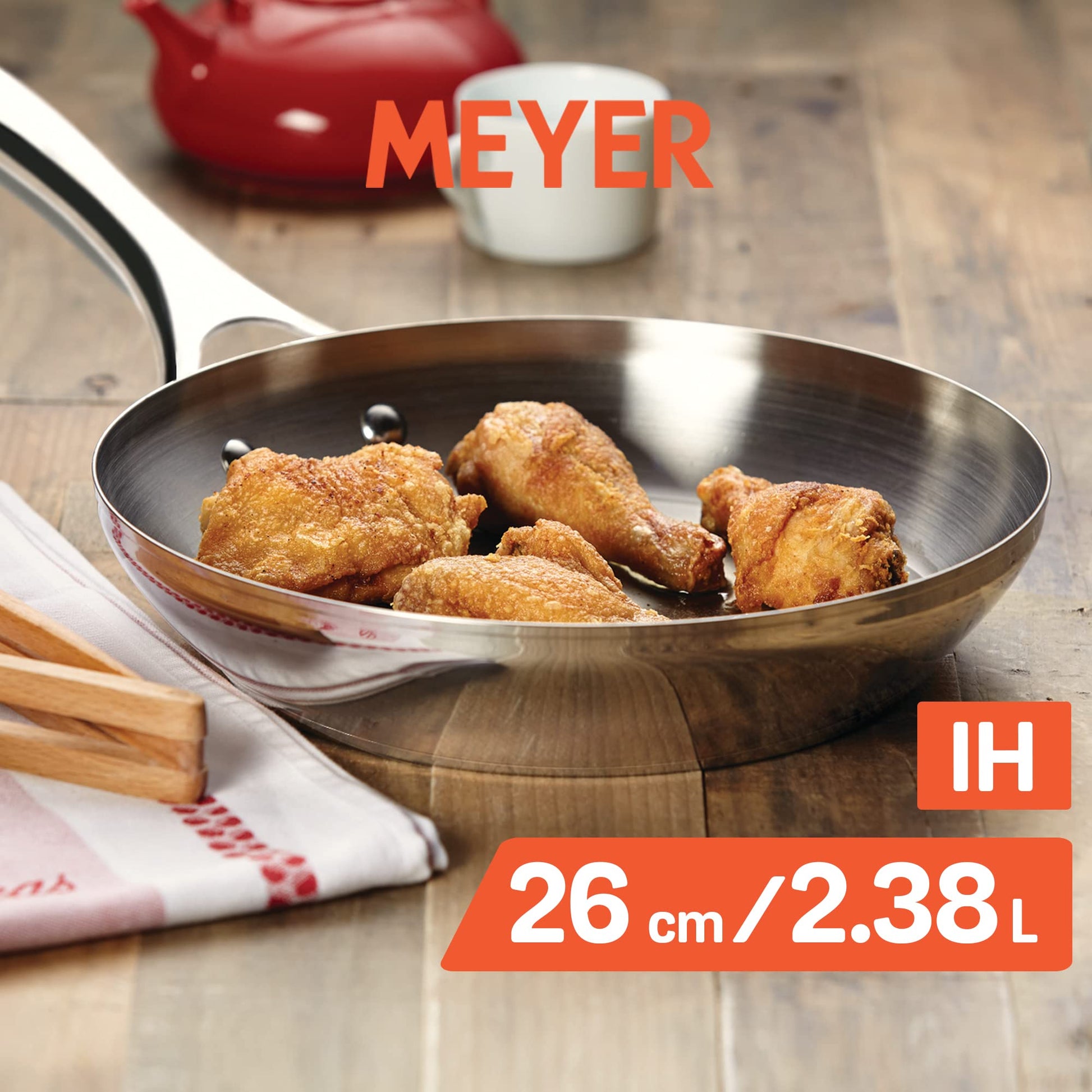 Meyer Select Stainless Steel Open Frypan 26cm (Induction & Gas Compatible)
