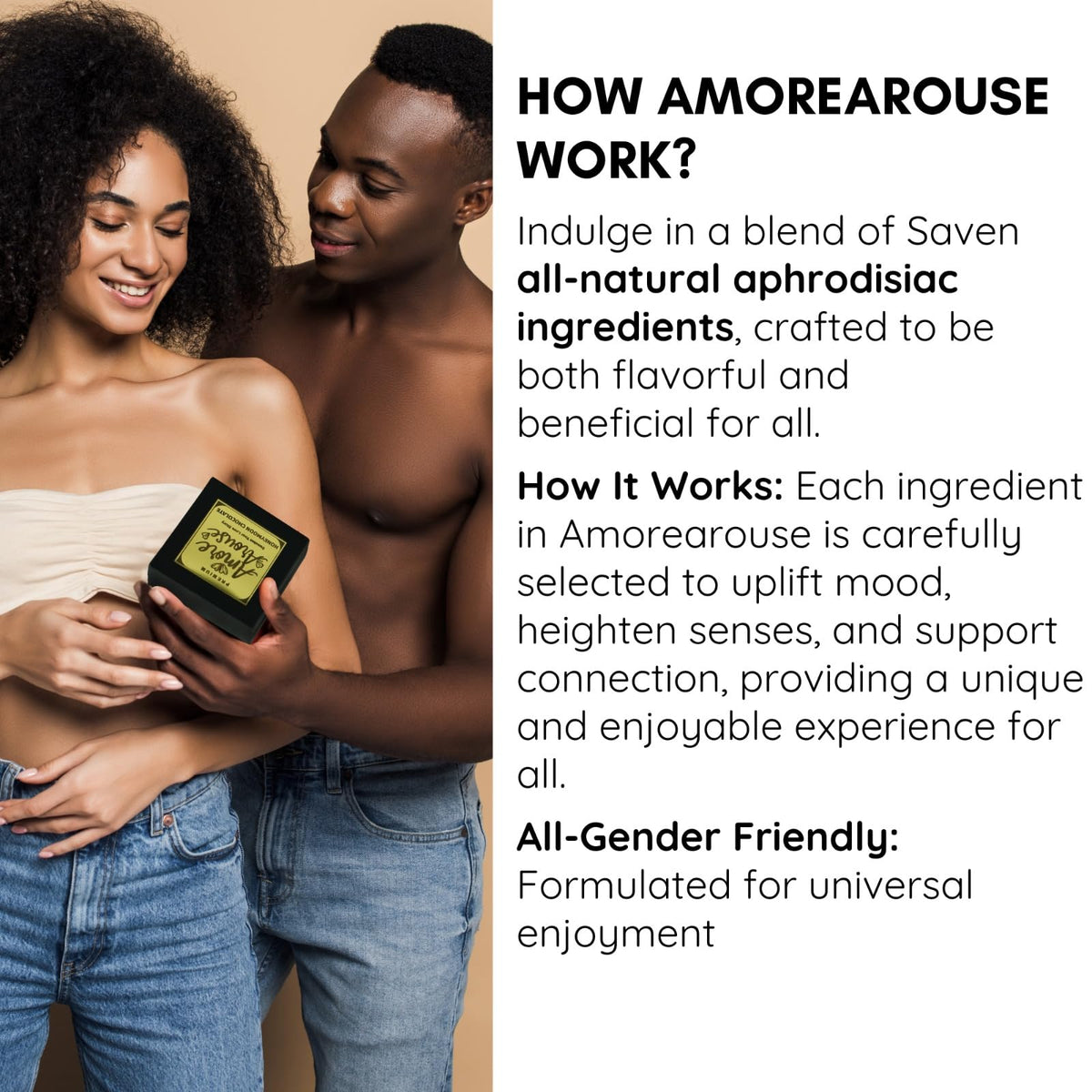 AMORE AROUSE Intimate Chocolate For Couples Uplifting Mood & Vitality Luxurious Dark Chocolate Ideal For Men & Women,Vegetarian