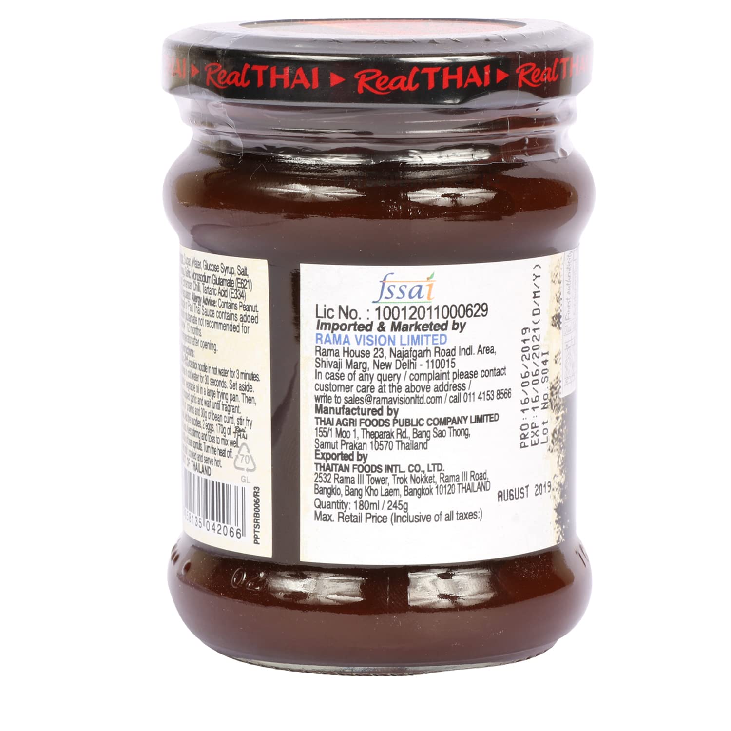 Real THAI Original Thai Cuisine Pad Thai Sauce, 6.08 fl oz ℮ 180 ml
