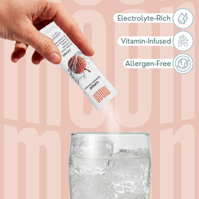 Moon Lunar Lychee hydration Booster | 100% Natural & Healthy Electrolytes Mix | Instant Hydration Pack of 6 (16g Sachets)