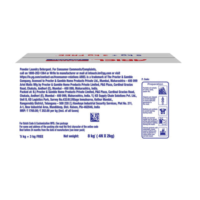 Ariel Matic Top Load Detergent Washing Powder - 5kg plus 3kg