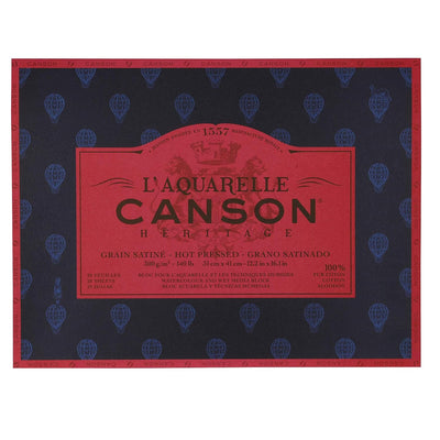 Canson Héritage Cotton 300 GSM Hot Pressed 31 x 41 CM Paper Block(White, 20 Sheets)