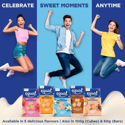 Equal Assorted Wafers Cube (Sugar-Free) | Pack of 5 (100g each) | 0% Added Sugar | Flavoured Wafers | Crispy Creamy Wafers | Crunch Anytime Anywhere