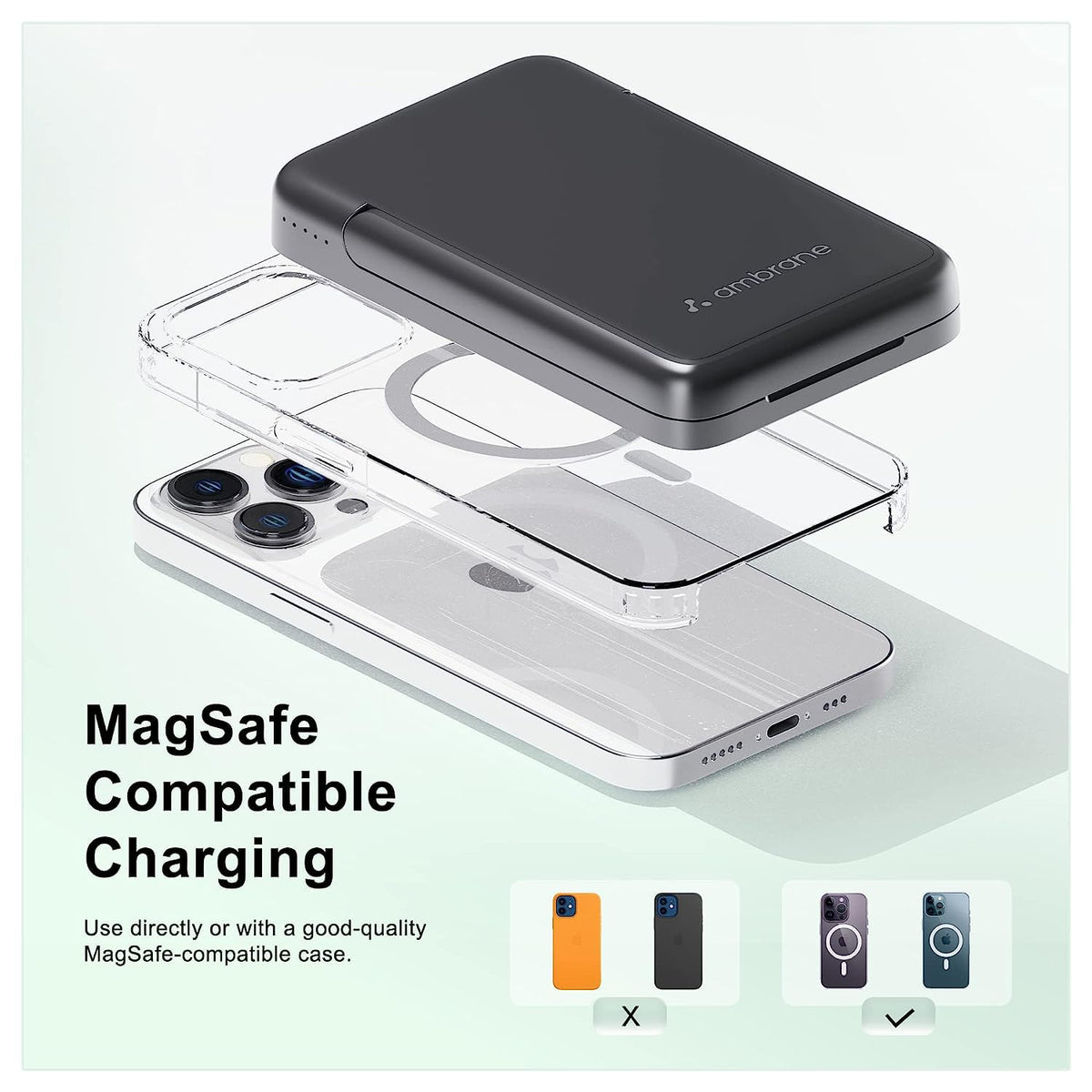Ambrane 10000mAh Magnetic Wireless Power Bank for iPhone 12 & Above, 22.5W Wired + 15W Wireless Charging, Mobile Stand, Type C PD (Input & Output), Li-Polymer (Aerosync PB 10, Black)