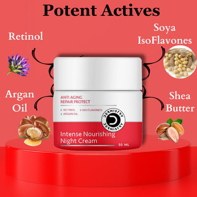 Dermistry Anti Aging Collagen Builder SPF30 Retinol Hyaluronic Acid Nourishing Age Protect Day Cream + Repair Protect Retinol Night Cream for Wrinkles Fine Lines 100ml