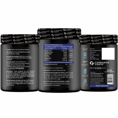Carbamide Forte Monohydrate Creatine Powder | Micronized Creatine Monohydrate 250gm | Creatine Mono Hydrate | Creatine Supplement for Lean Muscle Volumization, Strength & Energy - Unflavoured - 83 Servings - 250g