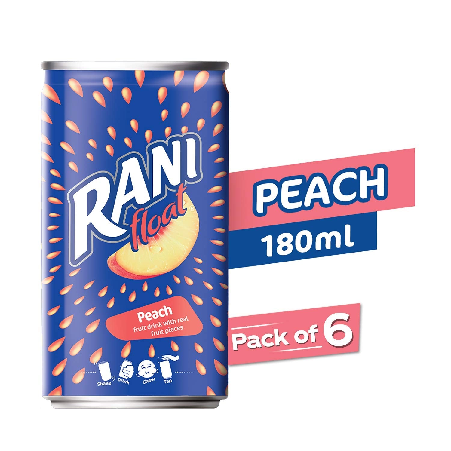 Rani Rani Peach Float Jar, 6 X 180 G, Vegetarian