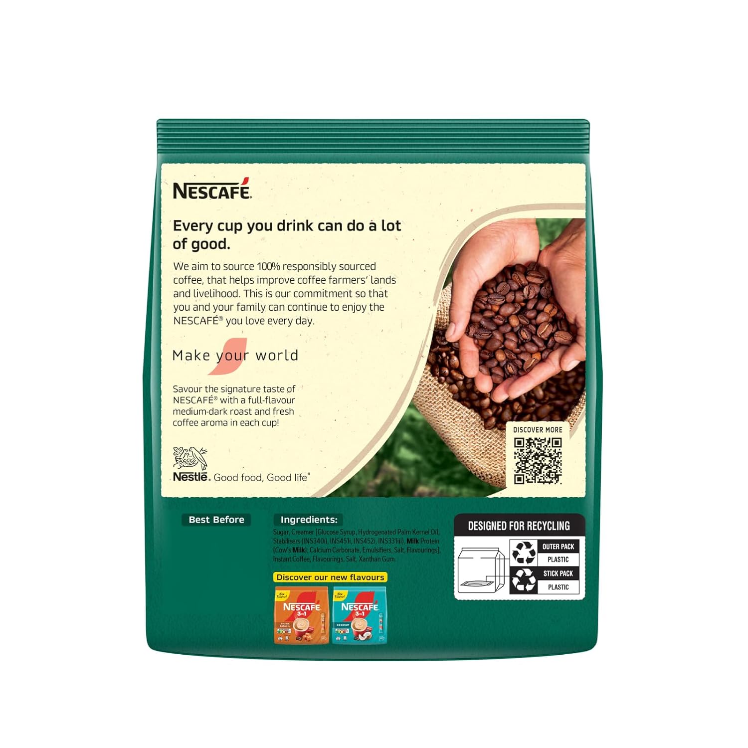 Nescafé 3 in 1 Rich Coffee Powder - 25 Sachets Bag, 475 g