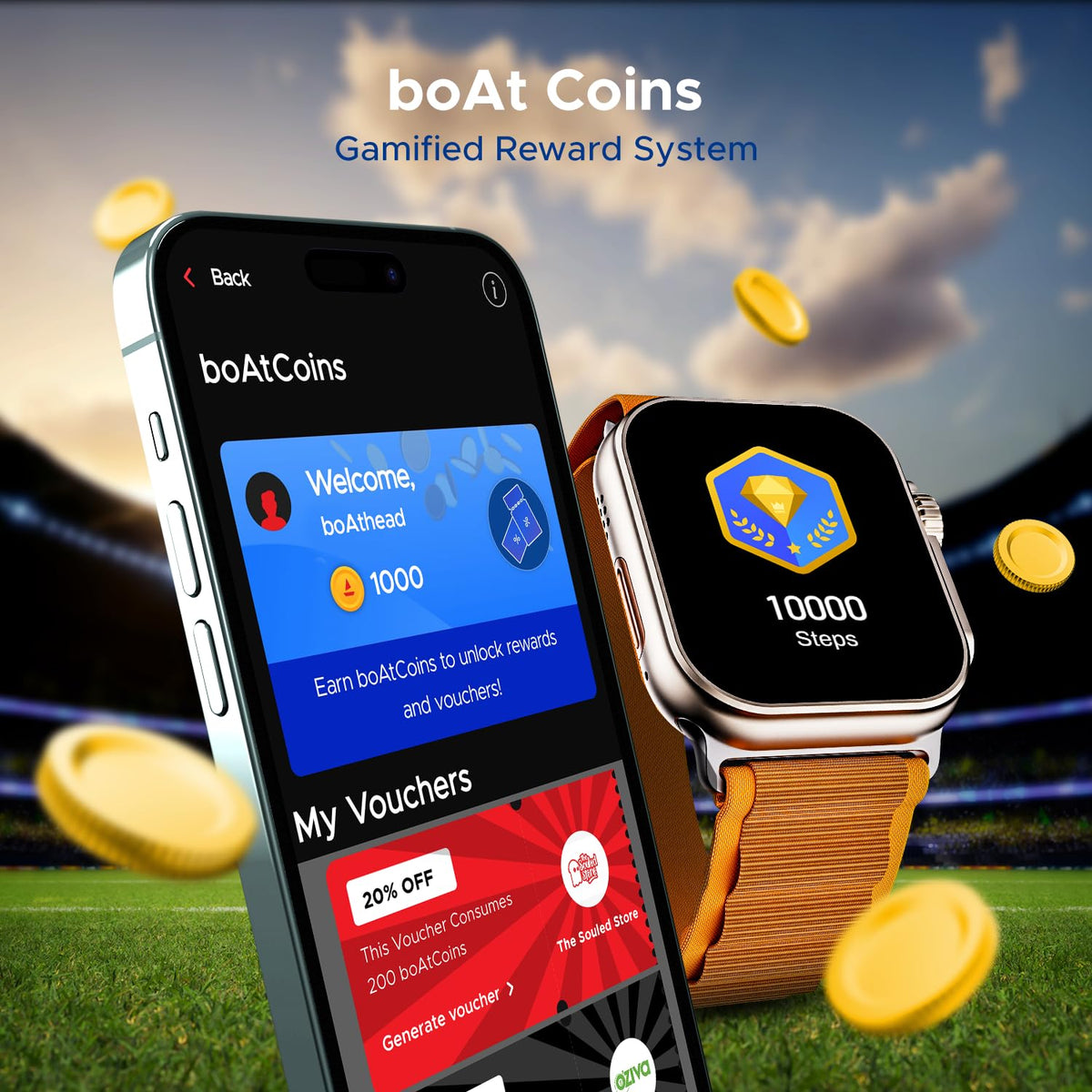 boAt Wave Elevate Pro Smart Watch w/ 1.96" AMOLED Display, BT Calling,Coins,Rugged Metal Body,Functional Crown,Always on Display,100+Sports Mode,HR & SpO2(Royal Orange)