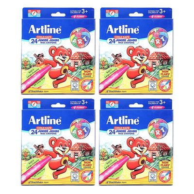 Artline Non-Toxic Junior Jumbo 24 Shades Wax Crayons