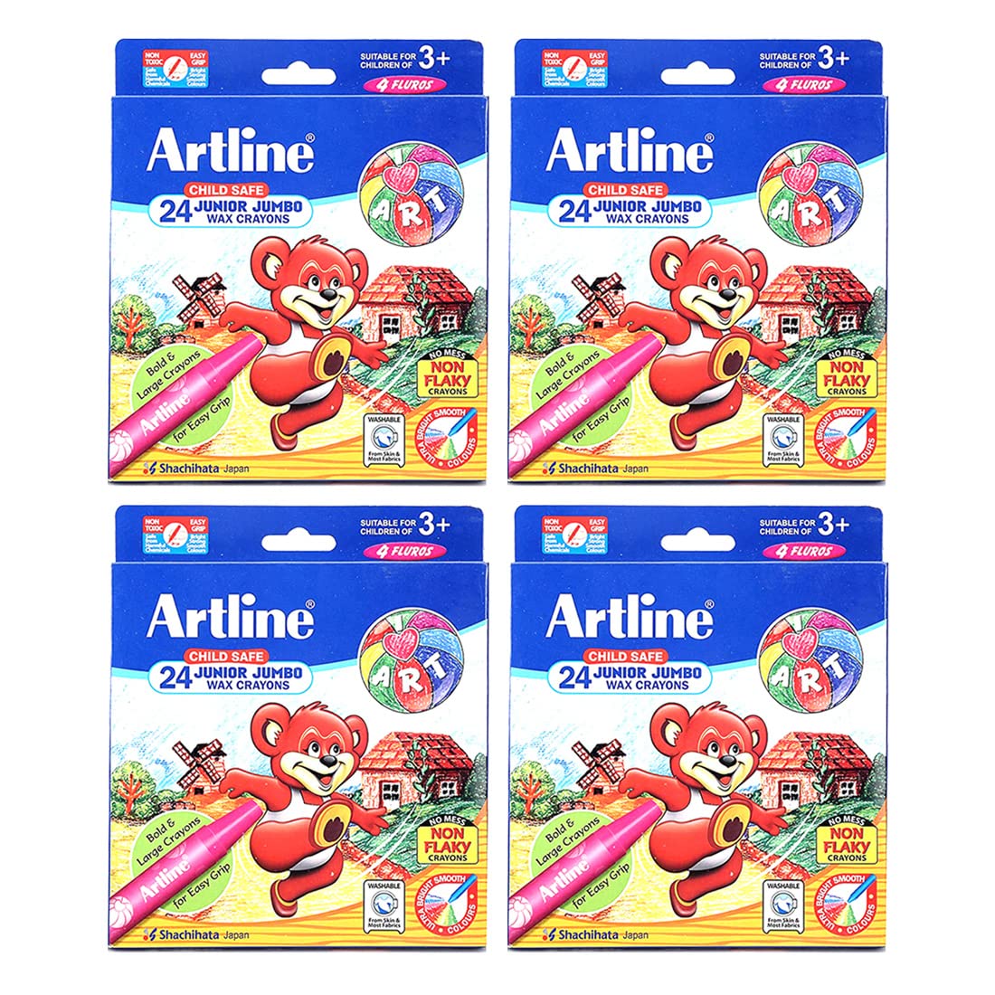 Artline Non-Toxic Junior Jumbo 24 Shades Wax Crayons