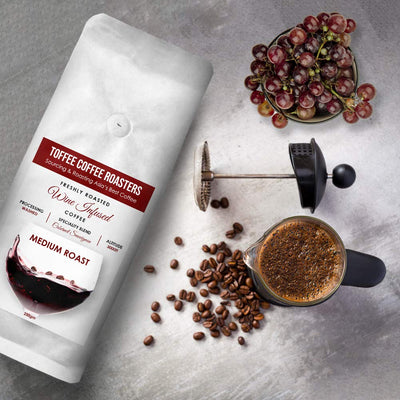 Cabernet Sauvignon Wine Barrel Aged Coffee | Toffee Coffee Roasters | Arabica Freshly Medium Roast | Coffee Notes: Fine Red Grapes and Wine (Decoction Coffee Maker, 250gm)