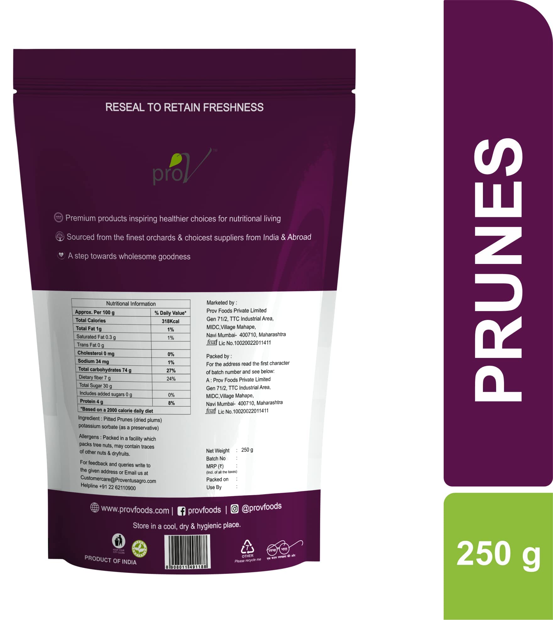 ProV Premium - Prunes 250 gm
